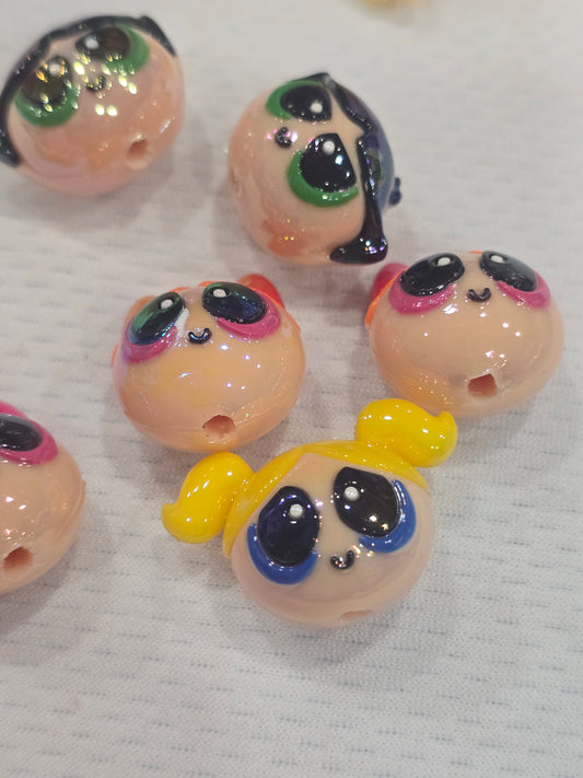3D Powerpuff Girls beads - 5pcs/pack