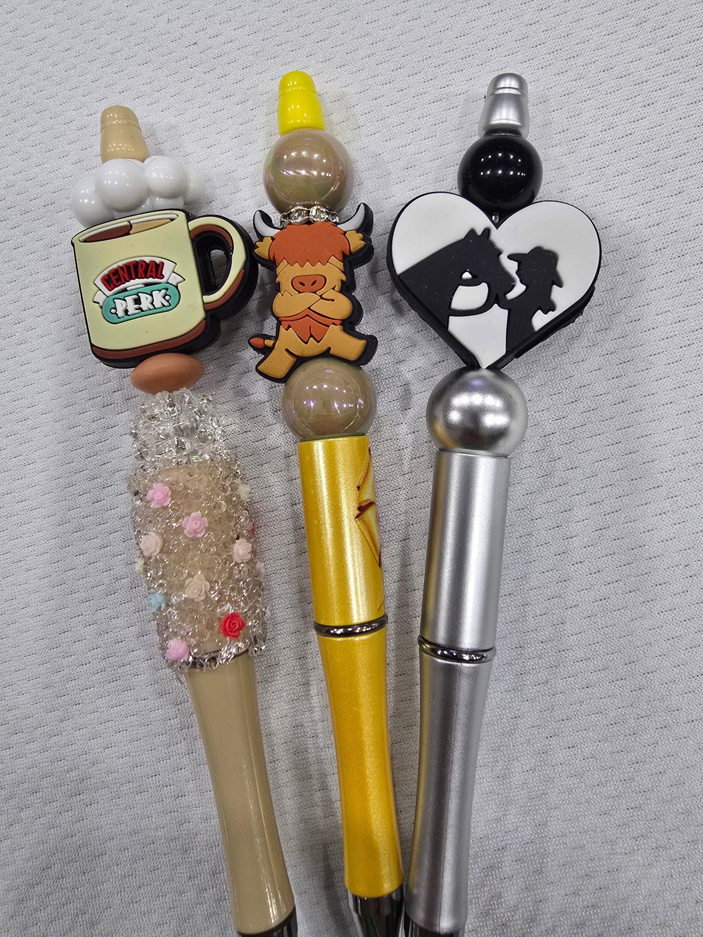 Beadable pen 3pcs mix bundle-Central Perk Mug, Cow and Heart horse girl