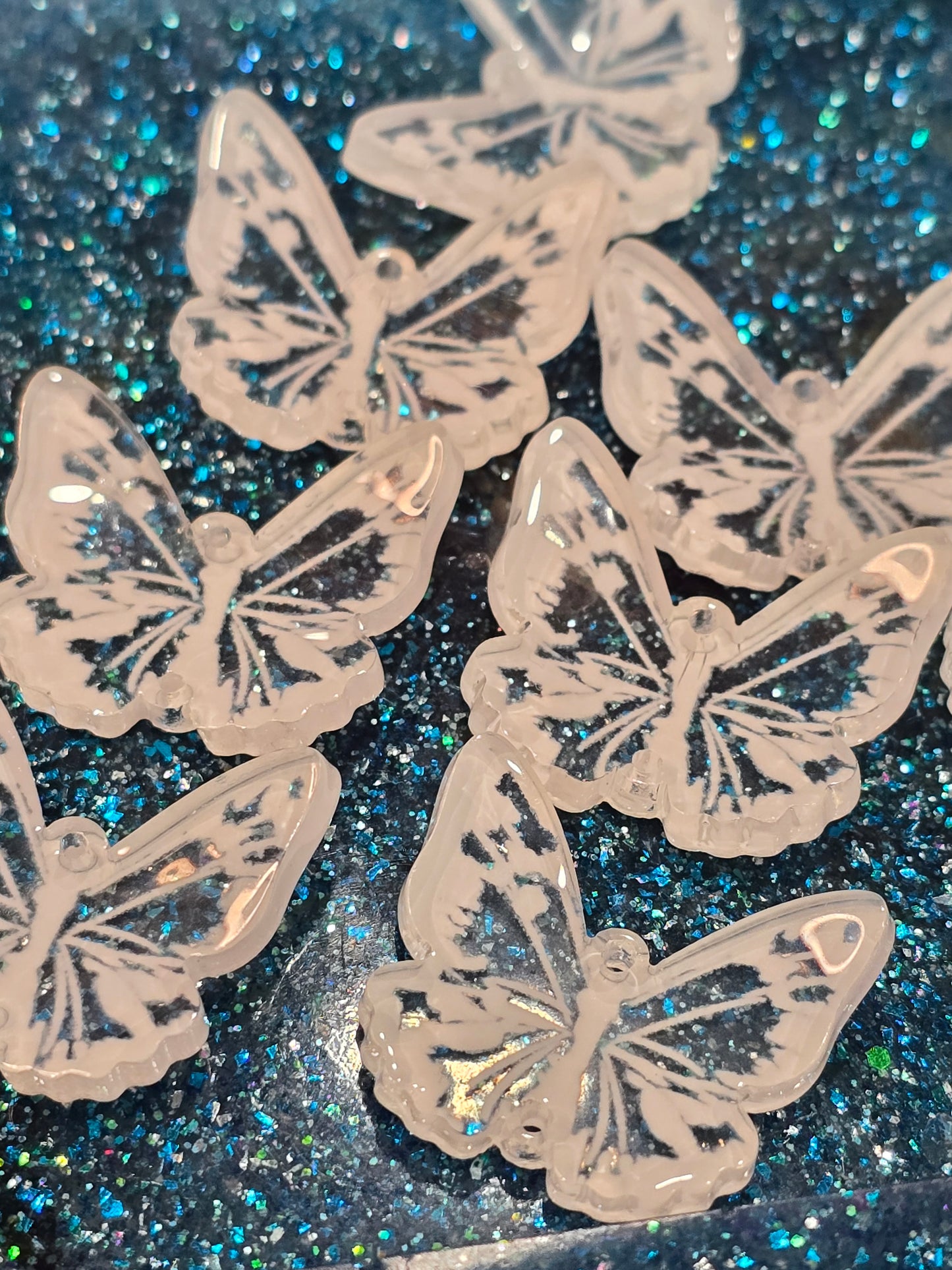 White Butterfly -Acrylic Charm Pendant