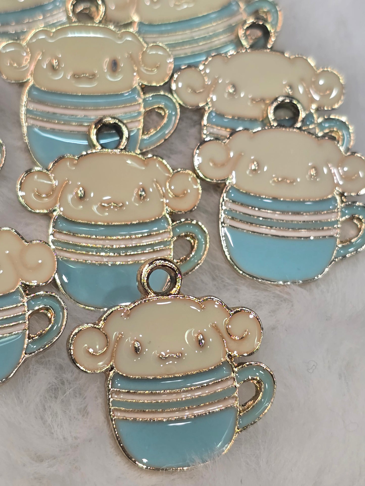 Cinna in blue cup-Metal Charm Pendant
