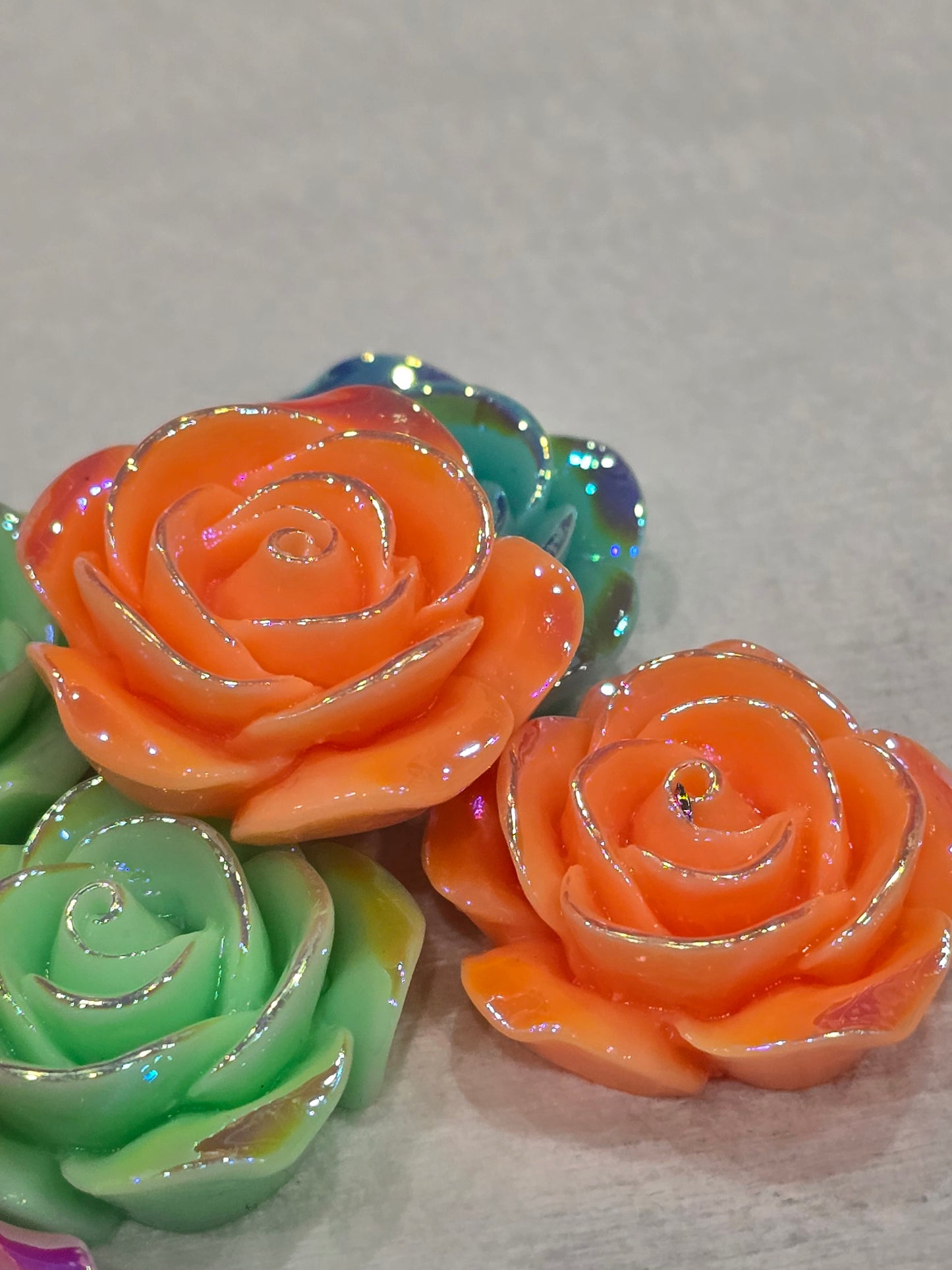 Pastel color Roses -3D Acrylics Charms