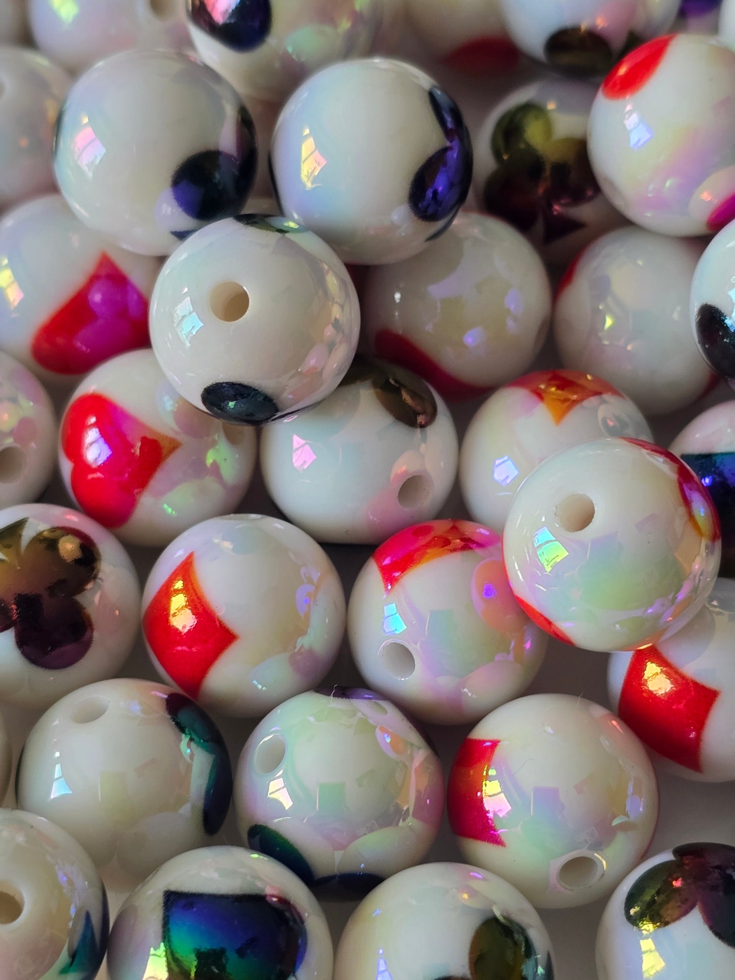 Acrylic beads 16mm hearts and queens