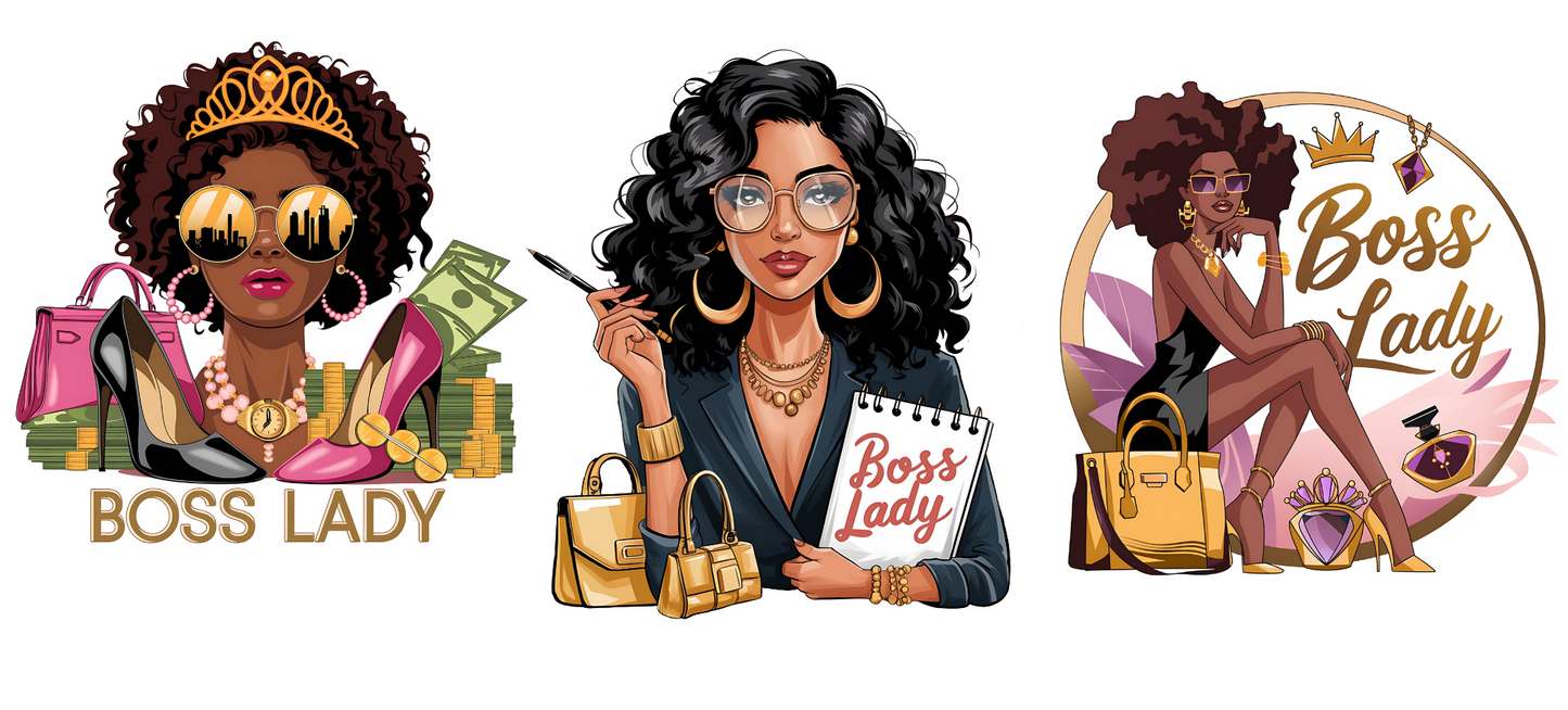 Boss lady 002-3 decals in 1 sheet UV DTF Stickers