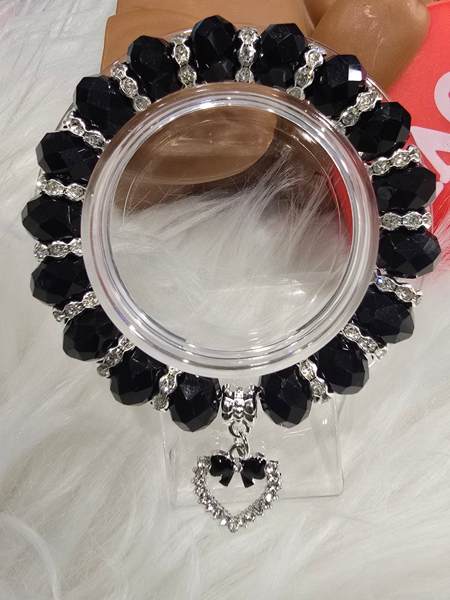 Glass beads with rhinestones bracelets