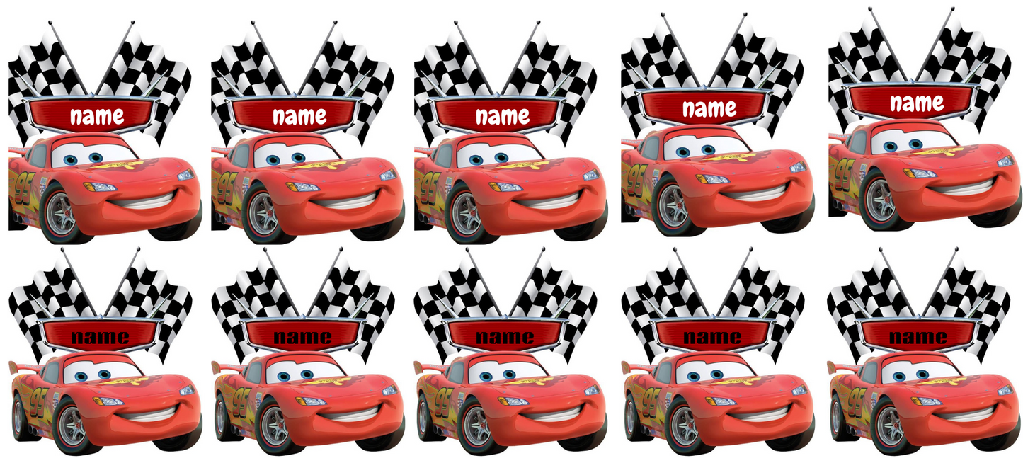 Cars Name Stickers  UV DTF (custom 1 name per sheet)
