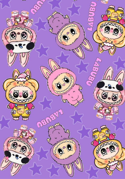 Puple Labubu- Composition book vinyl sticker (front and back)