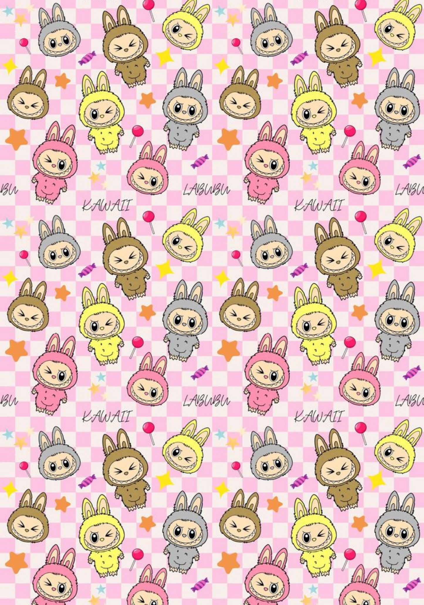 Kawaii Labubu- Composition book vinyl sticker (front and back)