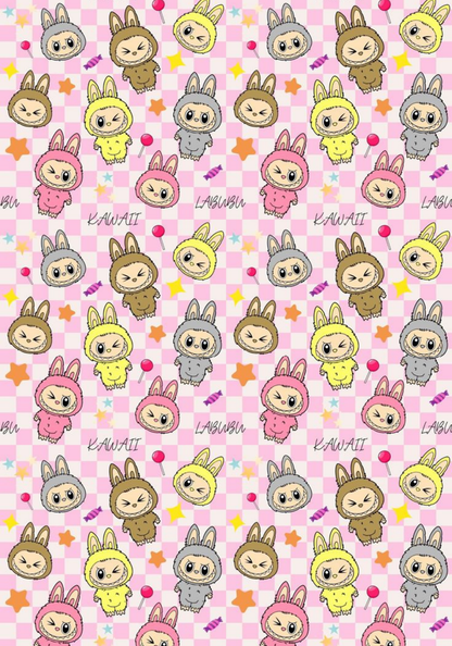 Kawaii Labubu- Composition book vinyl sticker (front and back)