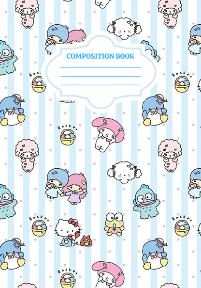 Soft blue SanriO- Composition book vinyl sticker (front and back)