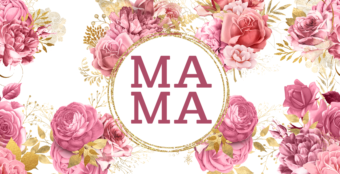 MAMA Pink floral- UV DTF Wrap 16 oz