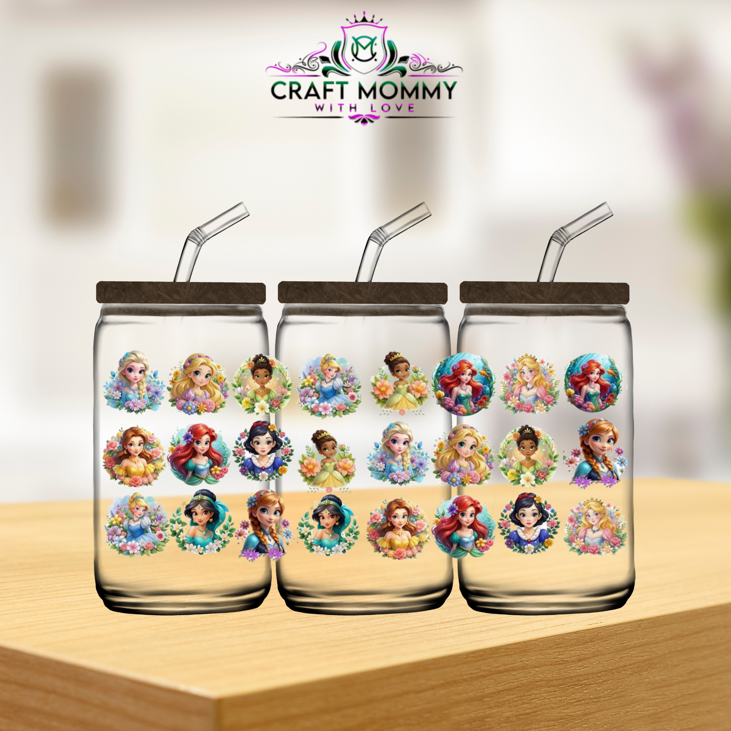 Princesses Flowers-  UV DTF WRAP 16oz