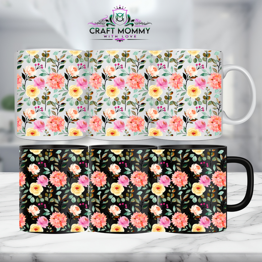 Floral 16- 11oz mug UV DTF Mug wrap