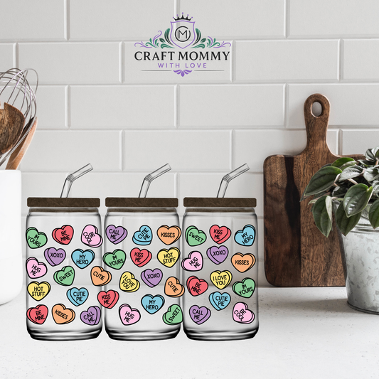 Cute little written hearts - UV DTF wrap 16oz