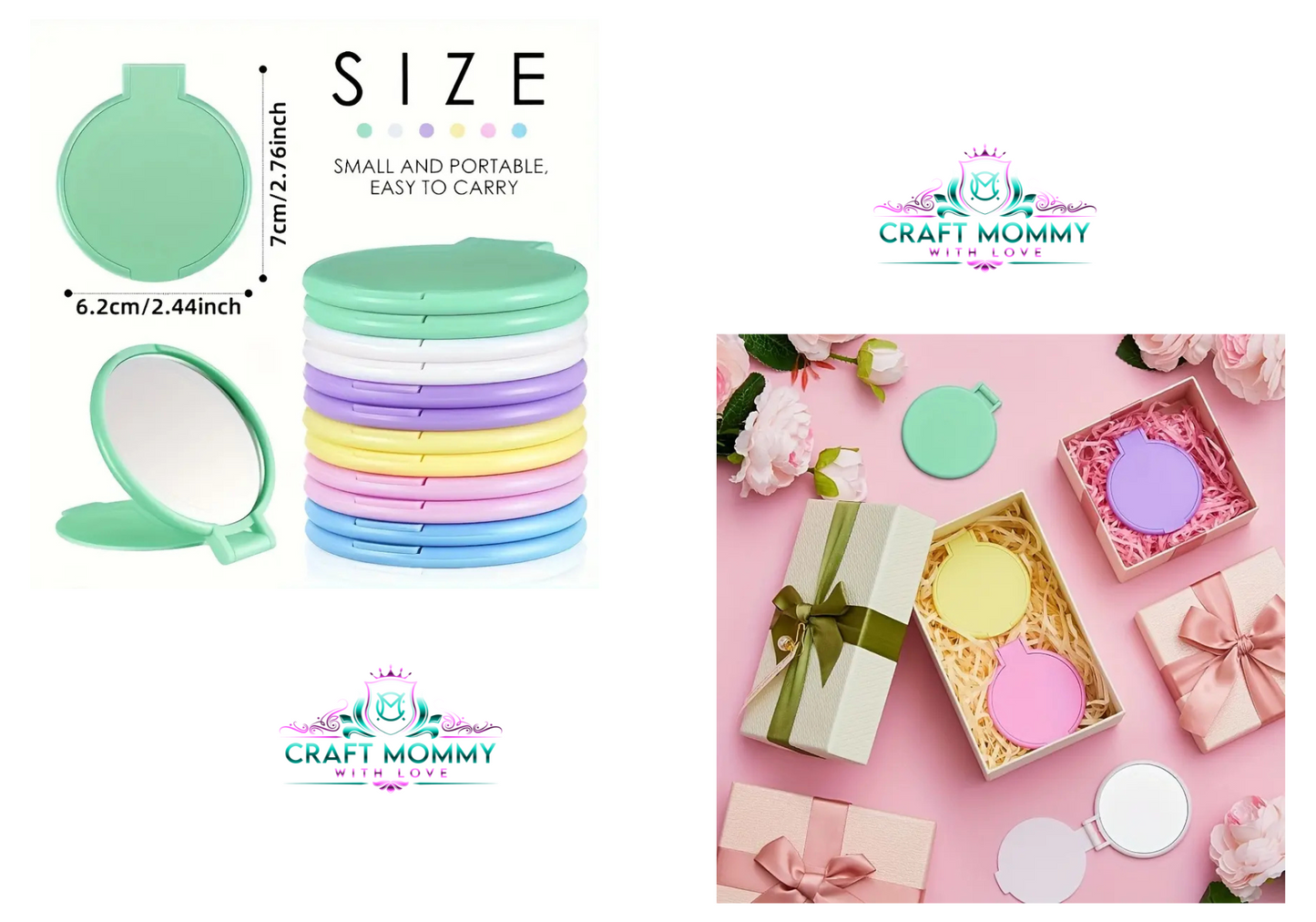 Blank Pouch mirror (round) Pastel colors