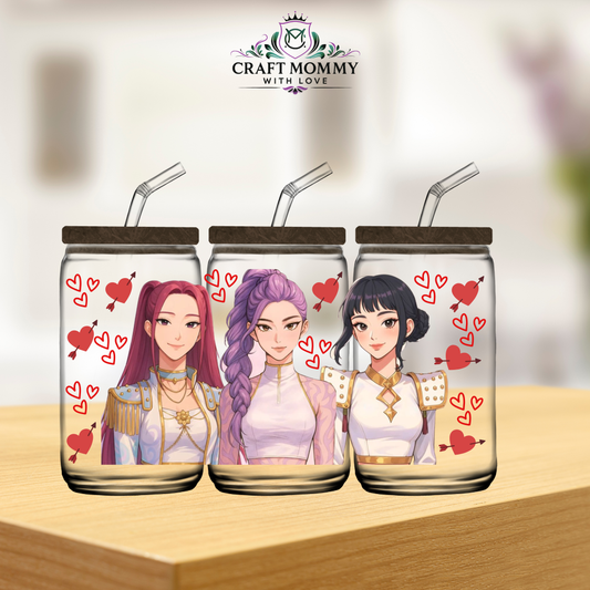 Kpop Demon Hunter Valentines 16oz -UV DTF Wrap