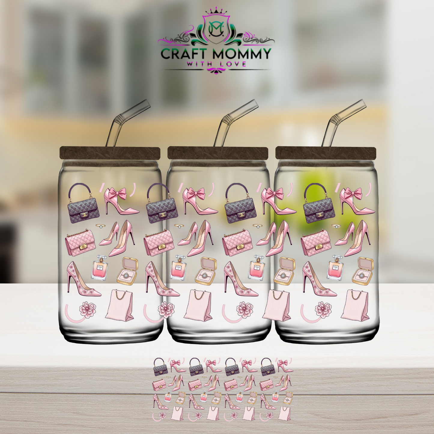 Designer Pink Luxury stylist - UV DTF Wrap 16 oz