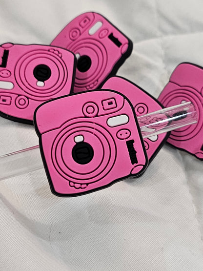 Pink camera Straw/pencil or pen charms