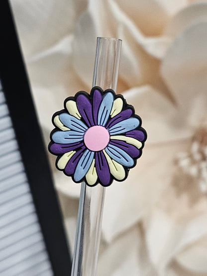 Tricolor flowers Straw/pencil or pen charms