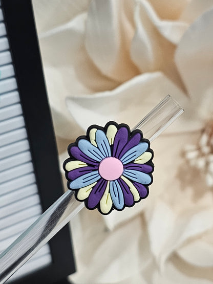 Tricolor flowers Straw/pencil or pen charms