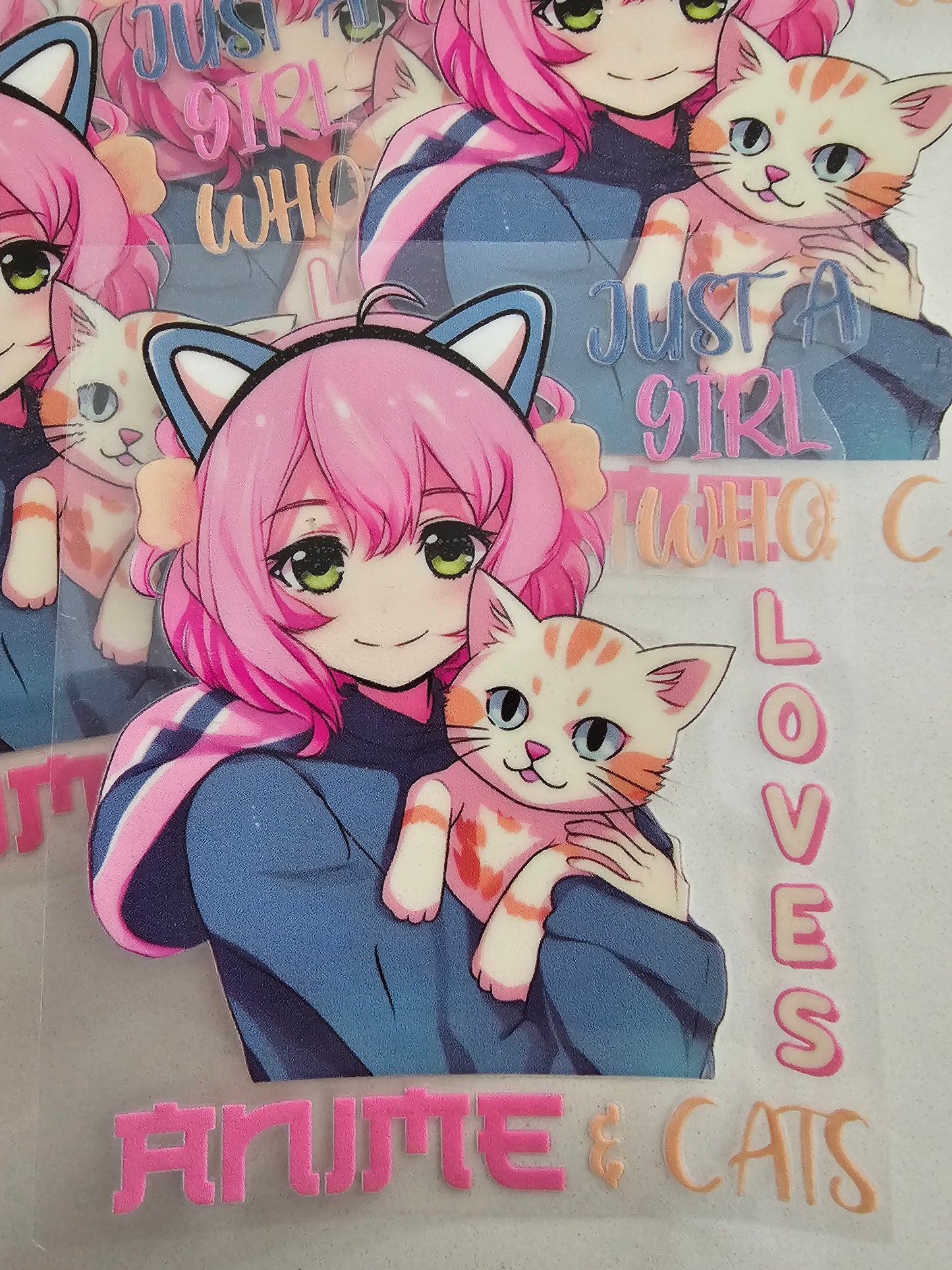 Im just a girl who loves anime and cats -   UV DTF Decal