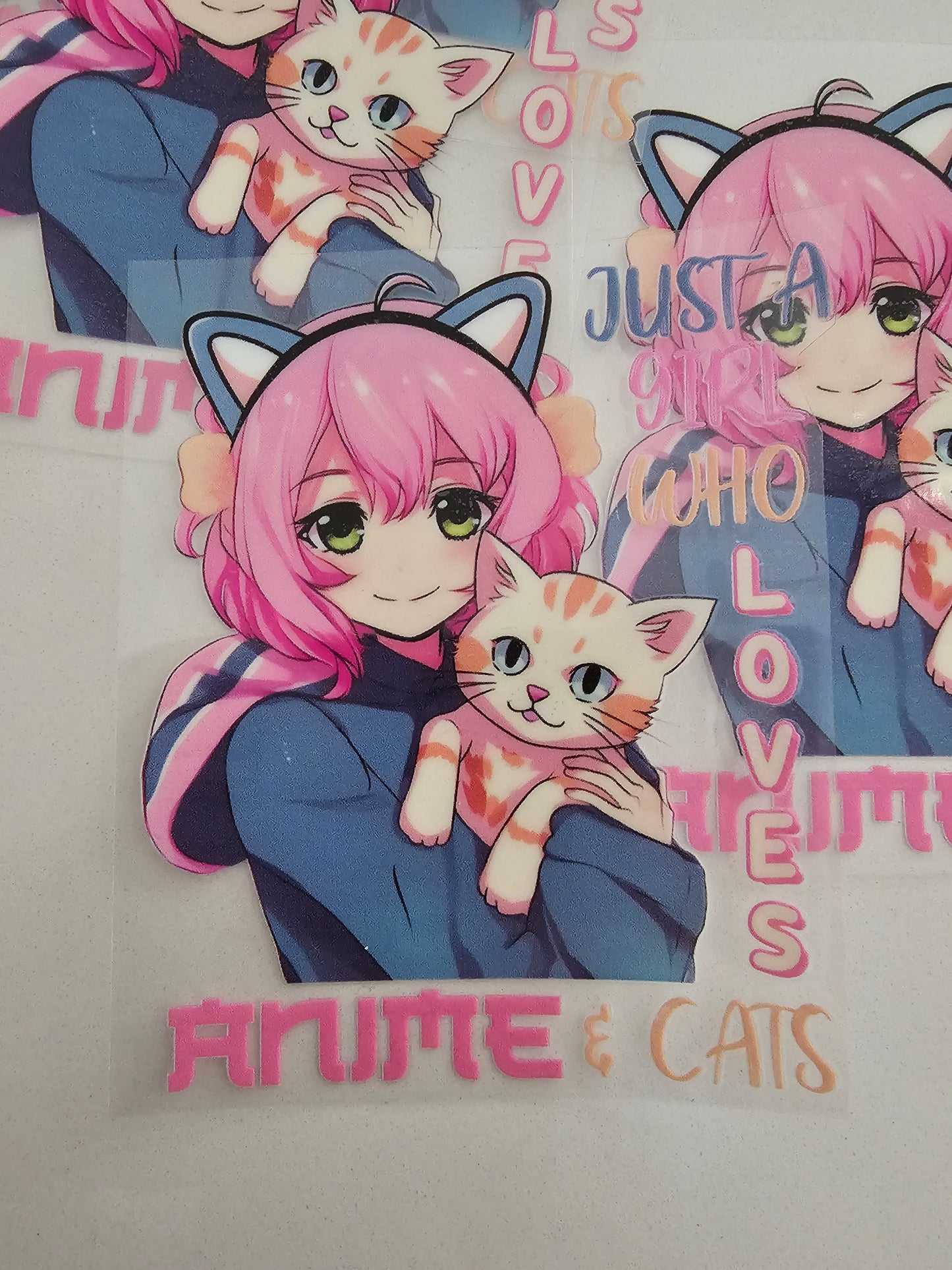 Im just a girl who loves anime and cats -   UV DTF Decal