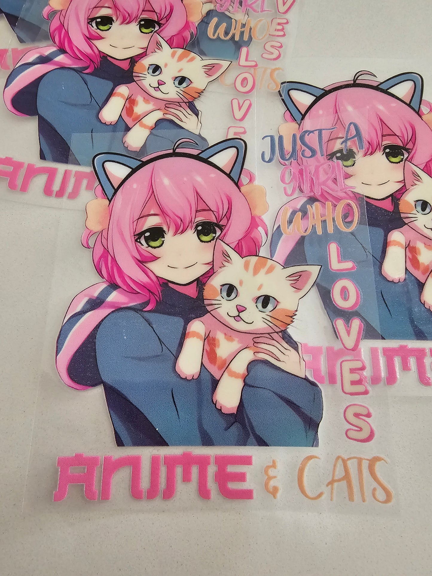 Im just a girl who loves anime and cats -   UV DTF Decal