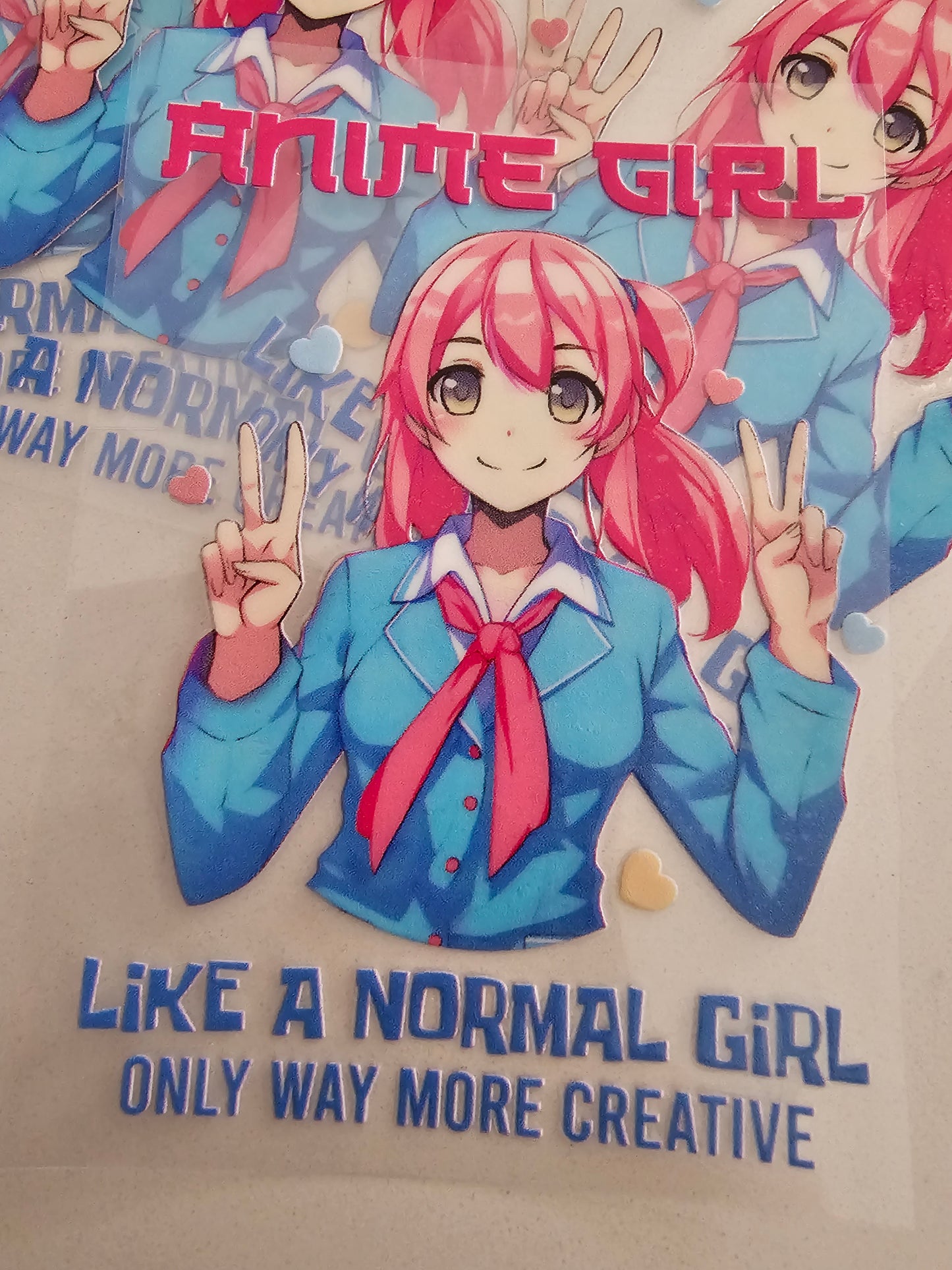 Anime Girl. like a normal girl only more creative-   UV DTF Decal