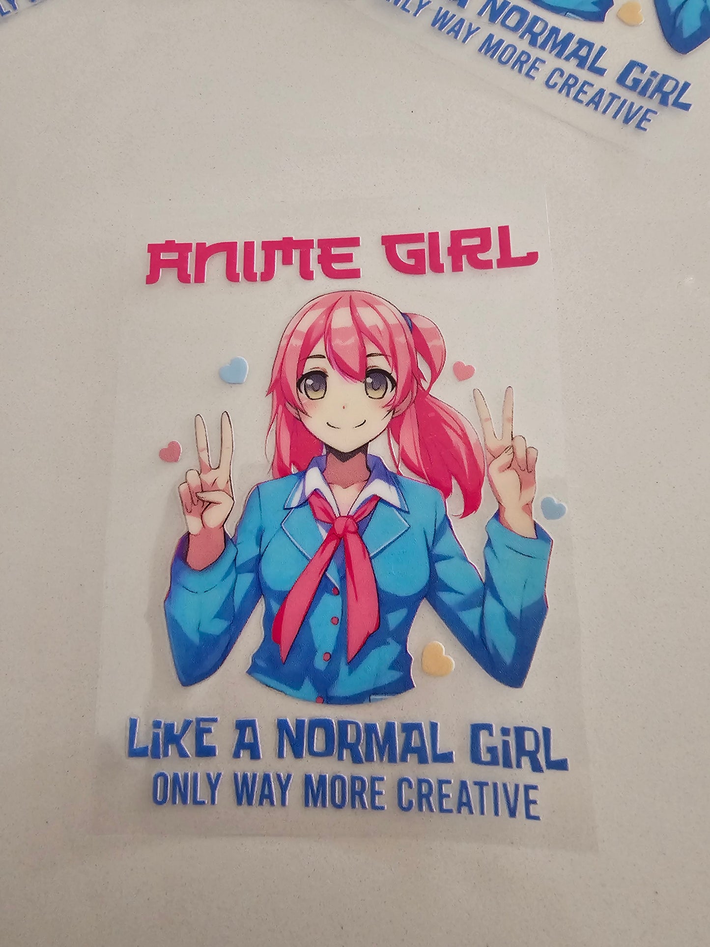 Anime Girl. like a normal girl only more creative-   UV DTF Decal