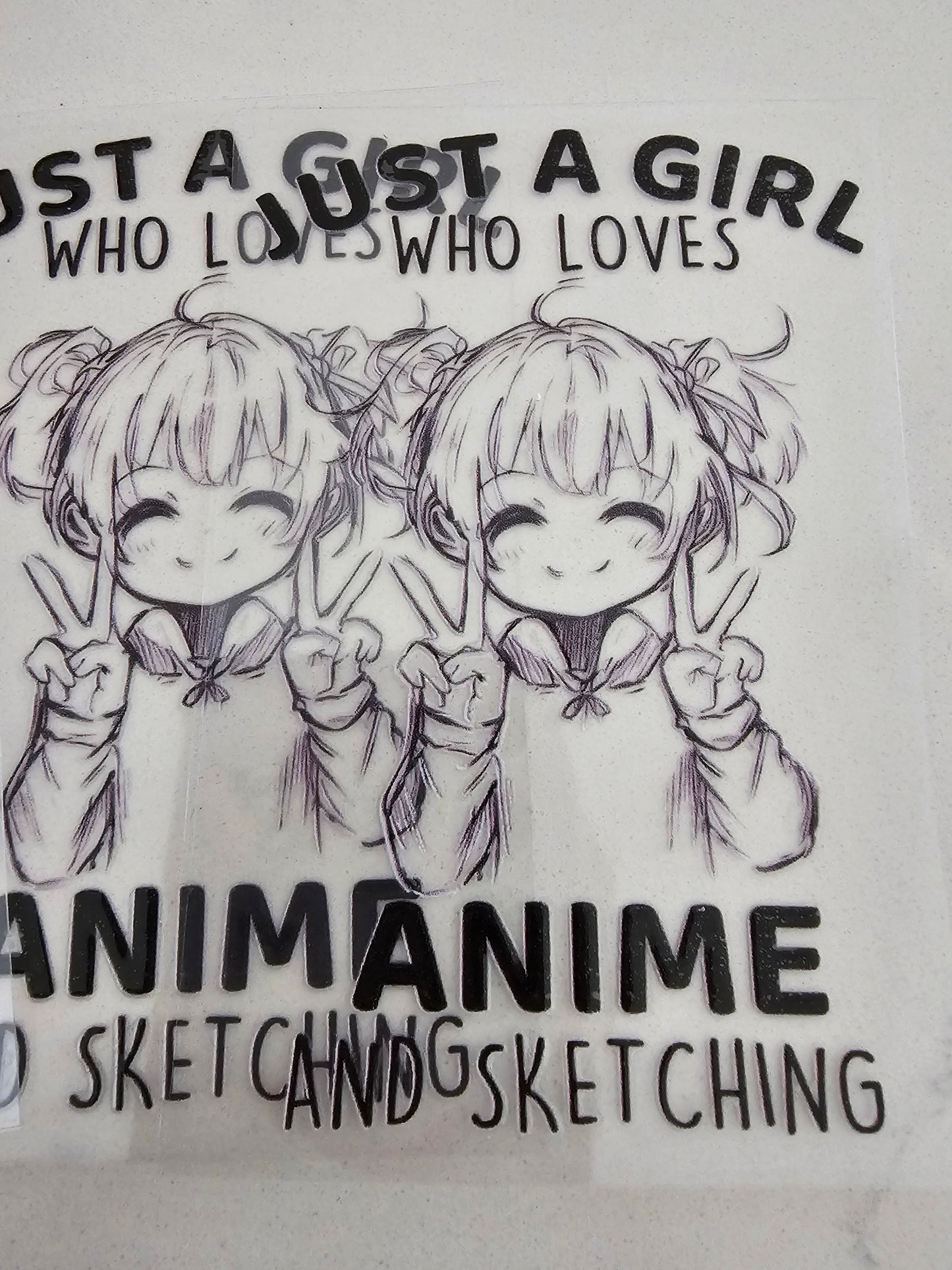 Just a girl who loves anime and sketching (b&w)-   UV DTF Decal