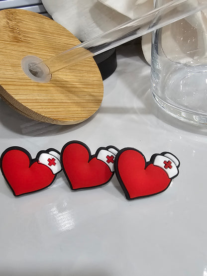 Heart for nurse Straw/pencil or pen charms