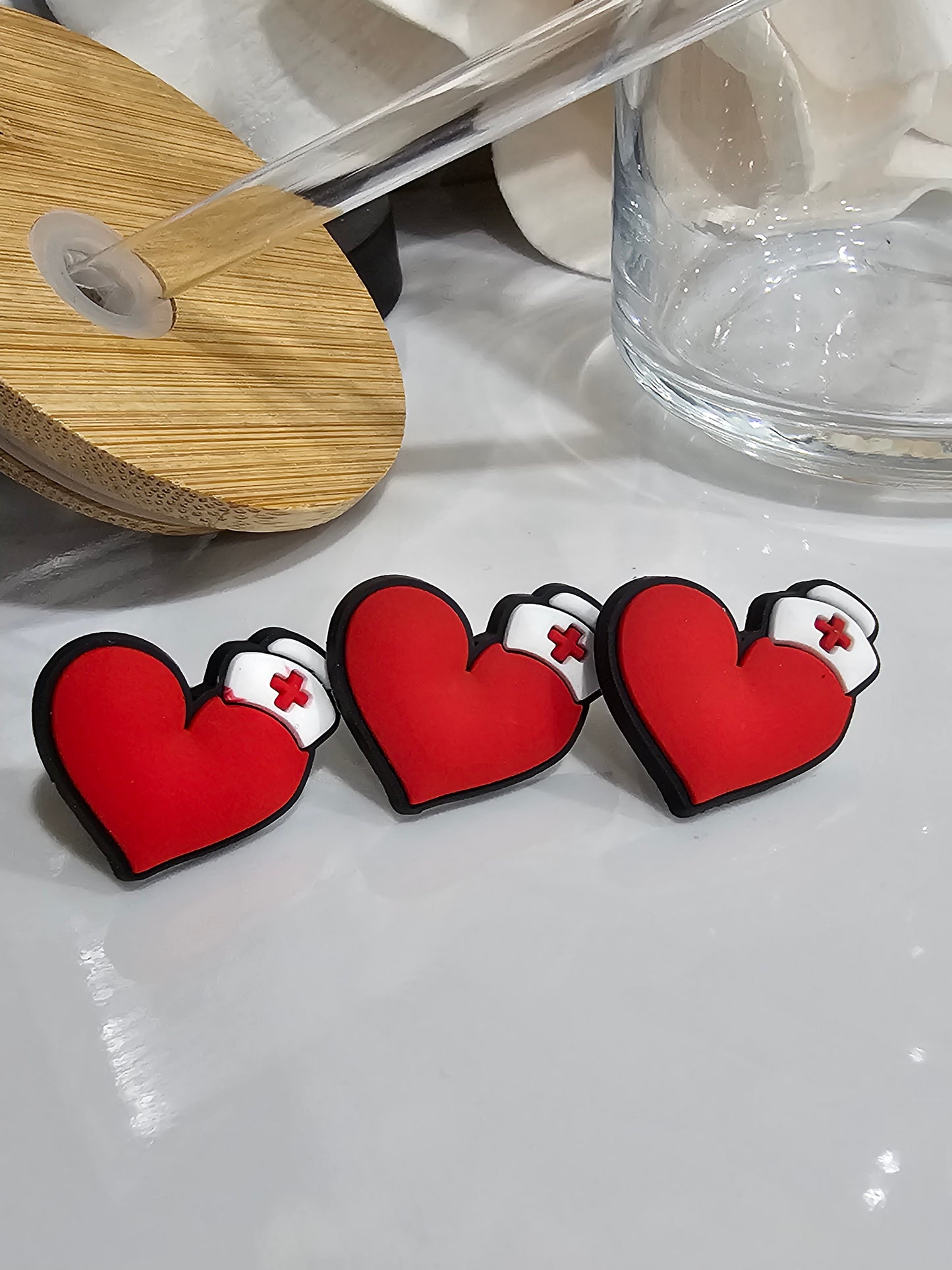 Heart for nurse Straw/pencil or pen charms