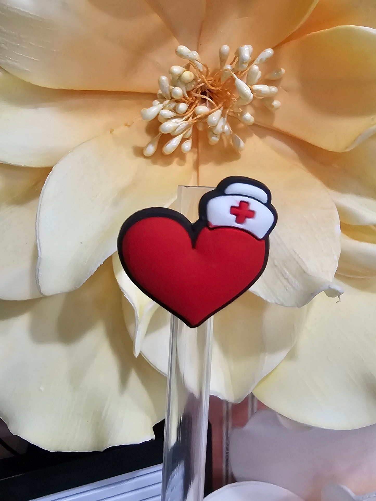 Heart for nurse Straw/pencil or pen charms