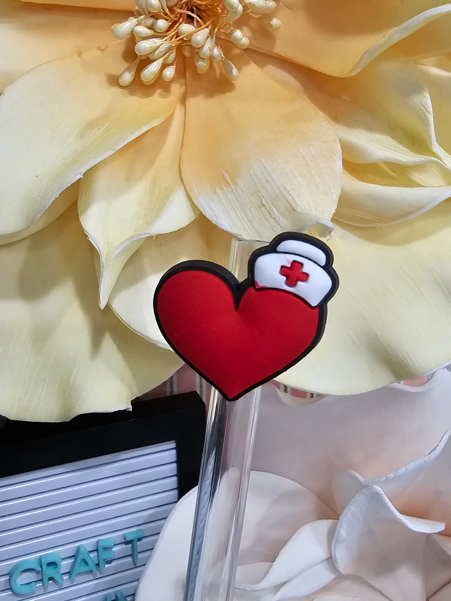 Heart for nurse Straw/pencil or pen charms