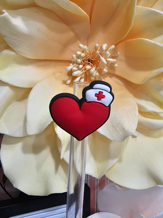 Heart for nurse Straw/pencil or pen charms