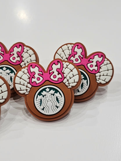 Mickey pink bow Cafecito Straw/pencil or pen charms