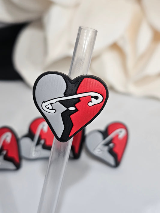 Heart pin Straw/pencil or pen charms