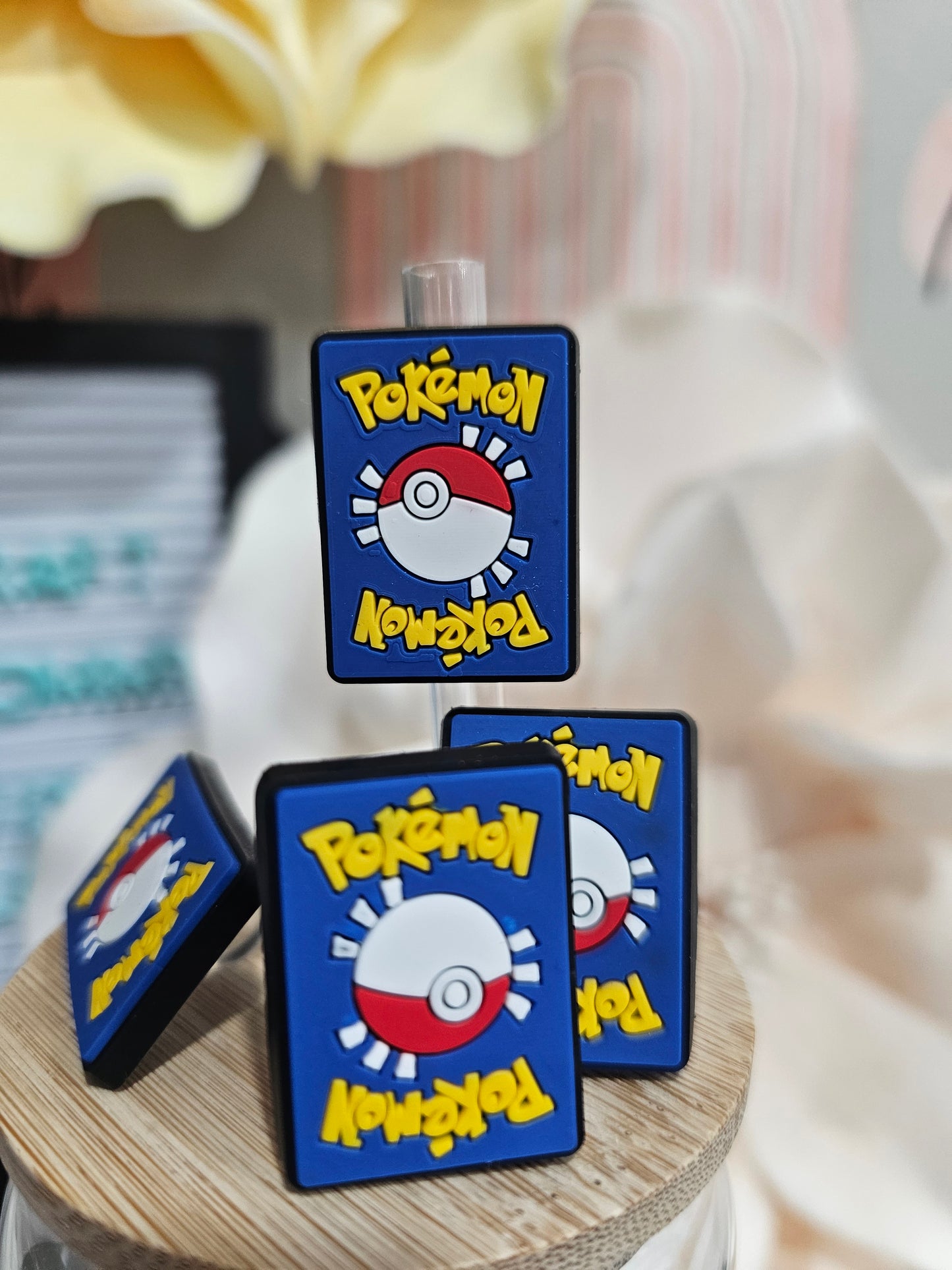 Pokemon Card Straw/pencil or pen charms