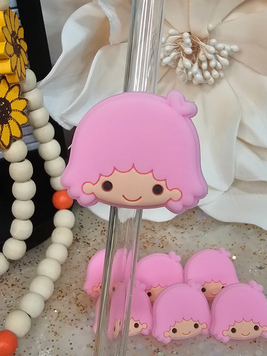 Little Twin Star pink Straw/pencil or pen charms