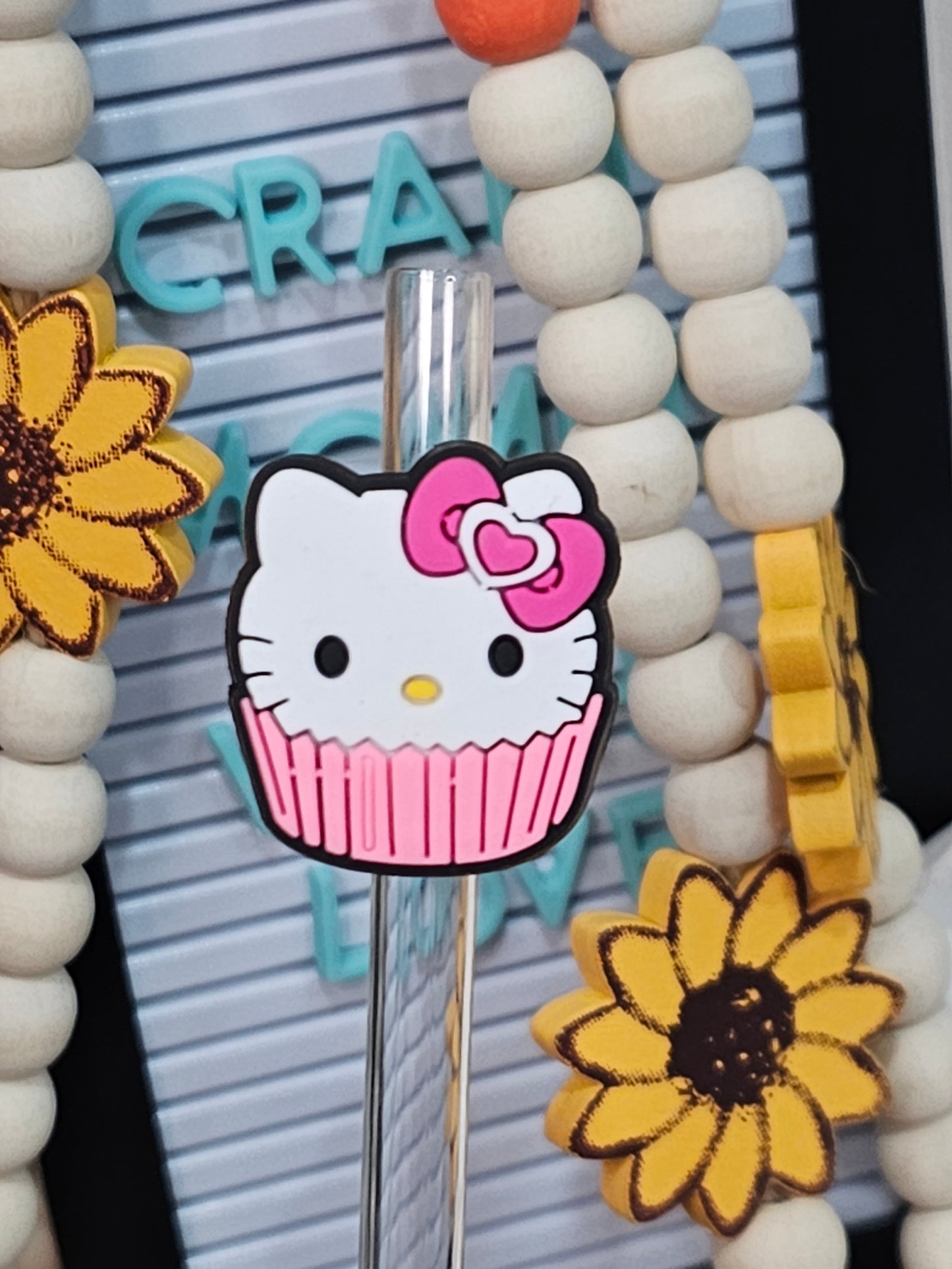 Hello Kitty Cupcake Straw/pencil or pen charms