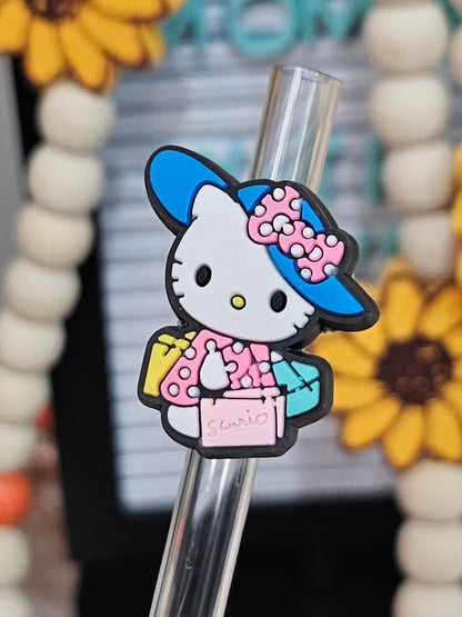 Hello Kitty with hat and bag- Straw/pencil or pen charms