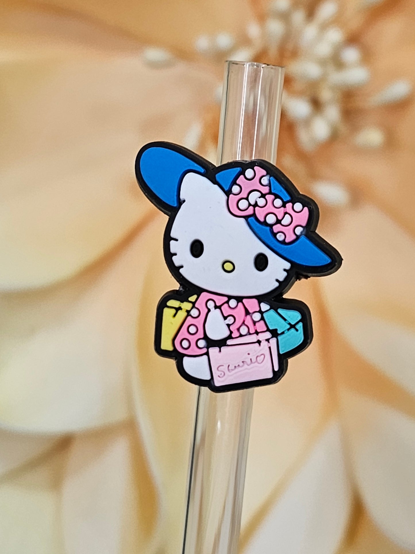 Hello Kitty with hat and bag- Straw/pencil or pen charms