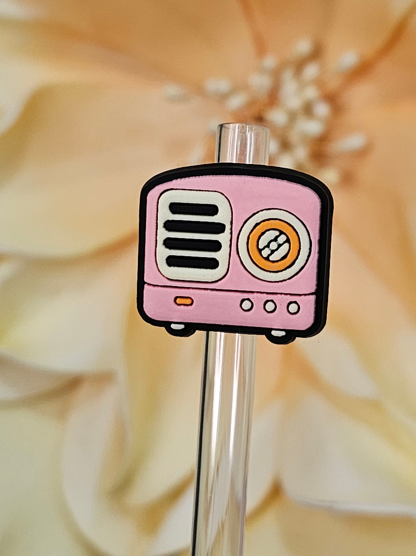 Retro radio Straw/pencil or pen charms