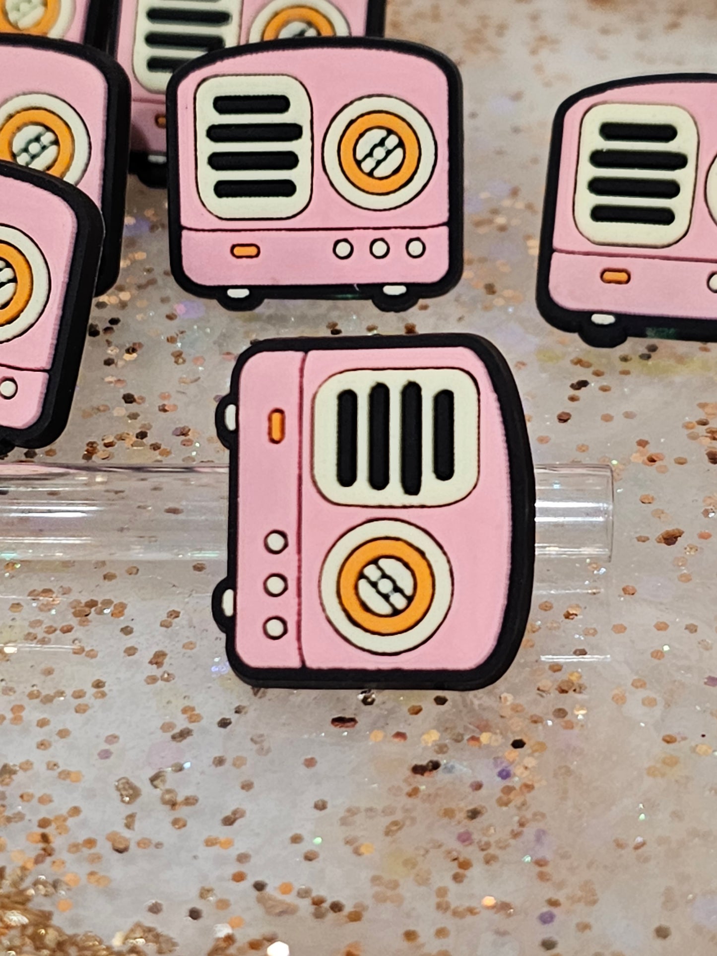 Retro radio Straw/pencil or pen charms