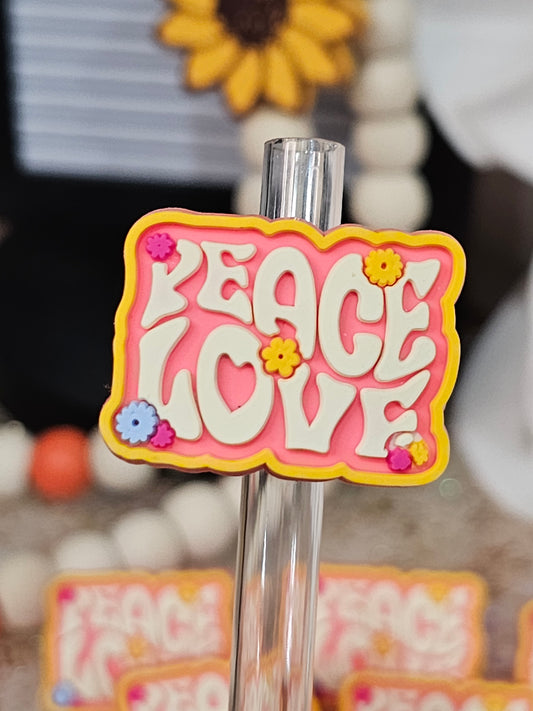 Retro Peace Love Straw/pencil or pen charms