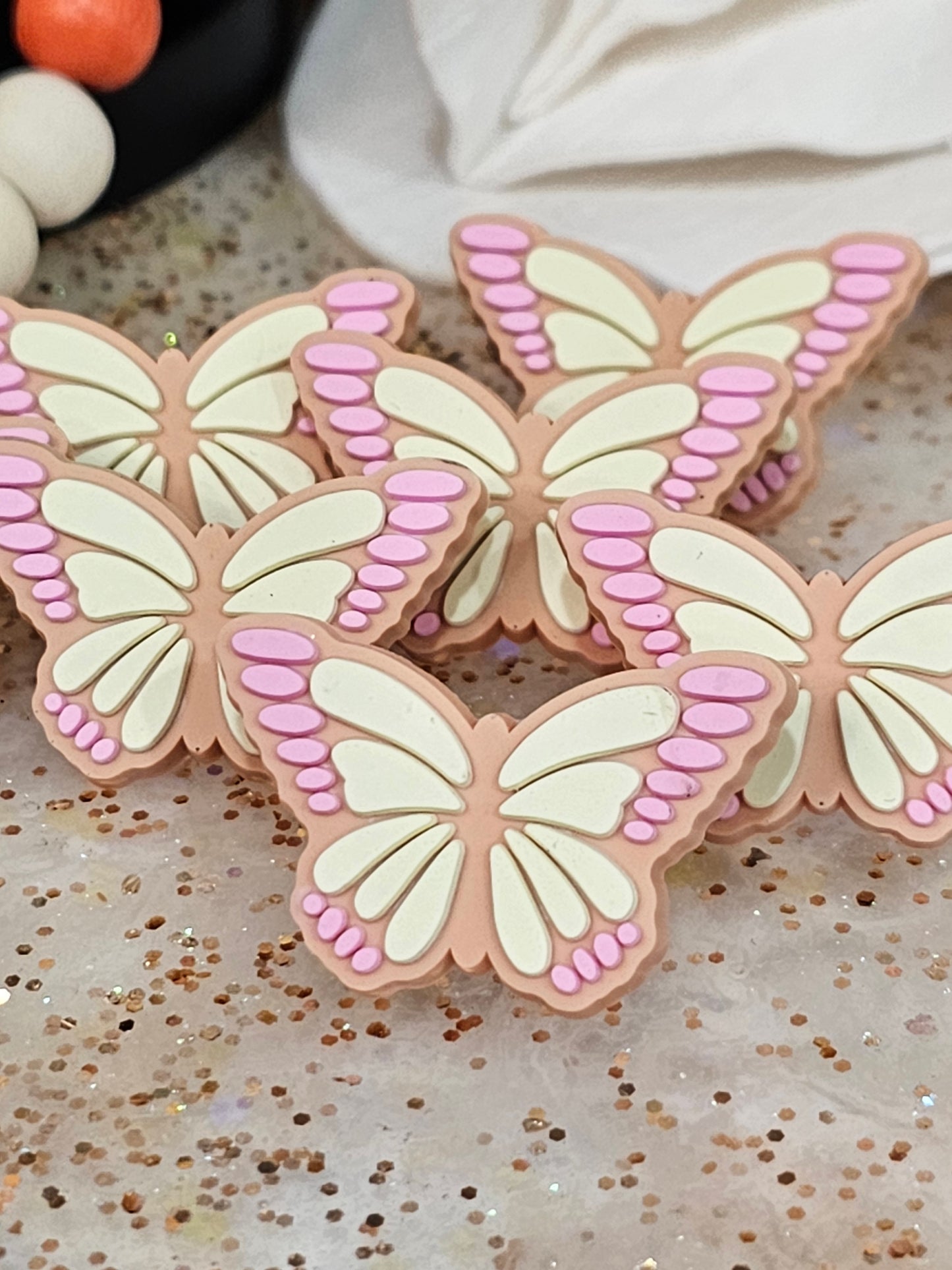 Pink Retro Butterfly Straw/pencil or pen charms