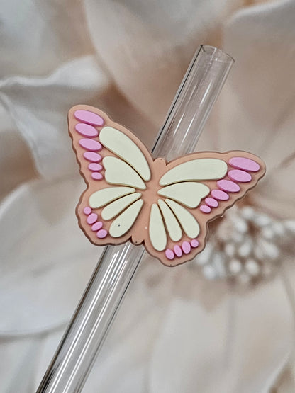 Pink Retro Butterfly Straw/pencil or pen charms