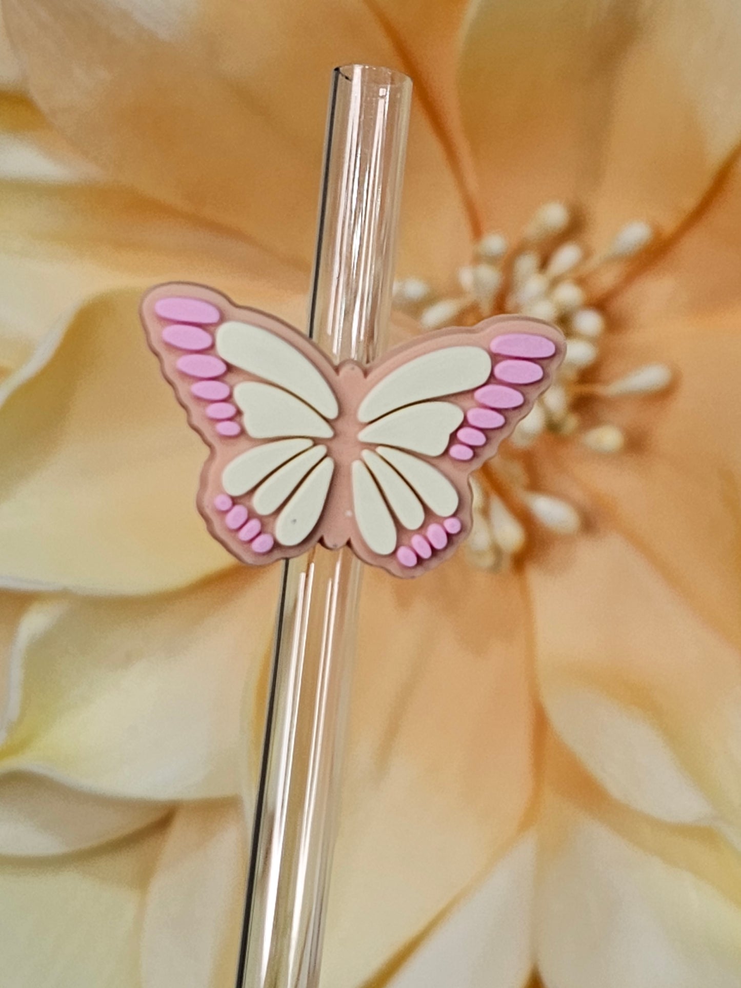 Pink Retro Butterfly Straw/pencil or pen charms