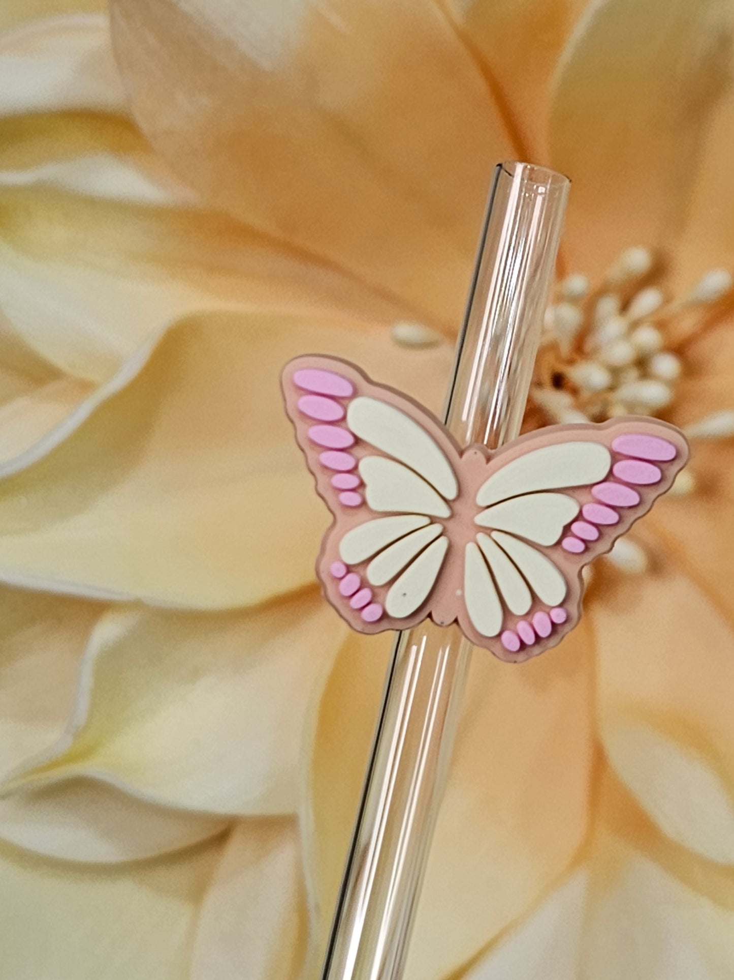 Pink Retro Butterfly Straw/pencil or pen charms