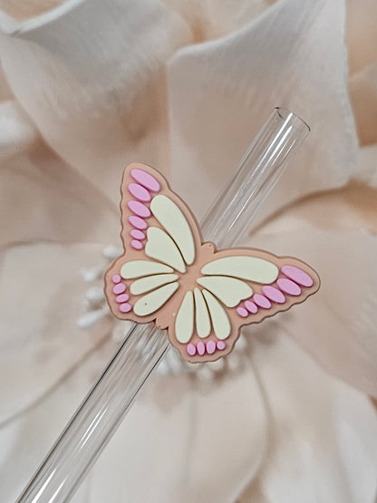 Pink Retro Butterfly Straw/pencil or pen charms