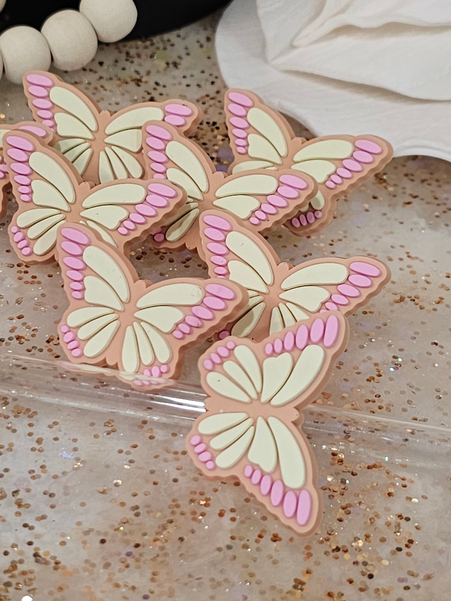 Pink Retro Butterfly Straw/pencil or pen charms